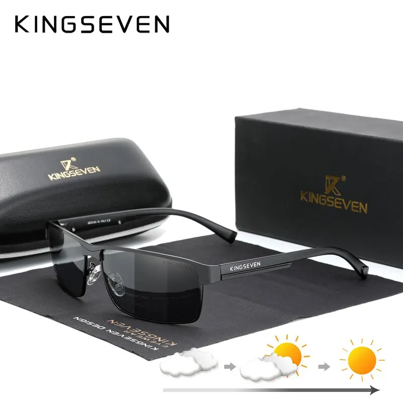 KINGSEVEN Men Polarized Photochromic Sunglasses Design Women Chameleon Sun Glasses UV400 Anti-glare Driving Square Eyeglasses - Image 2
