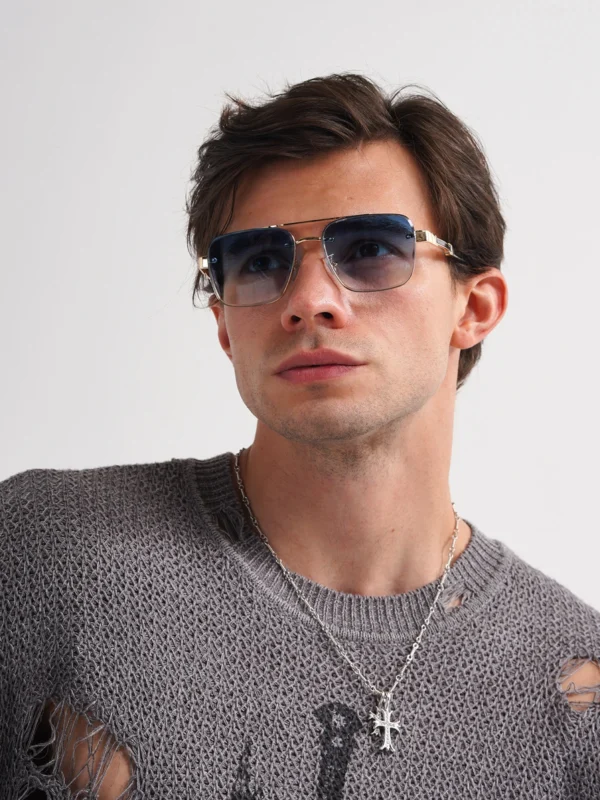 Ruiao Square Mens Designer Sunglasses Metal Frame Gradient Luxury Shades UV400 Rectangle Pilot Sun Glasses for Men - Image 4