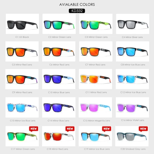 New KDEAM Brand High Quality Men Square Sunglasses Colors Sports Polarized Sun Glasses Reflective Coating Mirrored Lens UV400 - Image 6