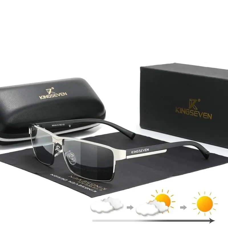 KINGSEVEN Men Polarized Photochromic Sunglasses Design Women Chameleon Sun Glasses UV400 Anti-glare Driving Square Eyeglasses