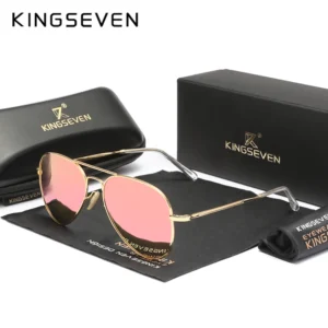 KINGSEVEN Women's Pilot Alloy Sunglasses – Retro Luxury Full-Frame Polarized UV400 Anti-Reflective Eyewear