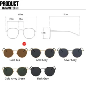 Fashion Glasses Fishing Metal Frame Shades Round Sun Glasses Women's Eyewear