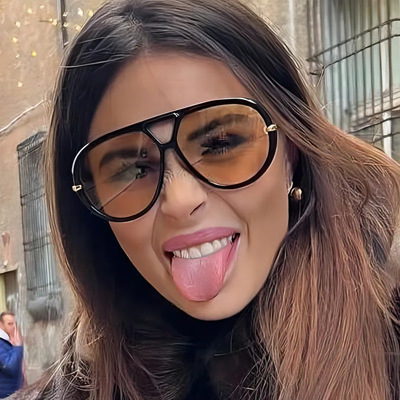 2025 Luxury Designer Oversized Pilot Sunglasses – Vintage Punk Double Bridge UV400 Shades for Women - Image 3