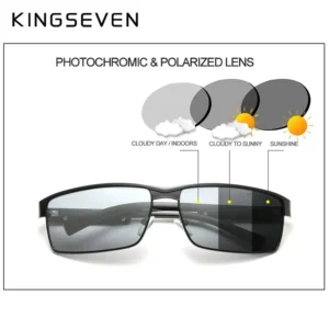 KINGSEVEN Men Polarized Photochromic Sunglasses Design Women Chameleon Sun Glasses UV400 Anti-glare Driving Square Eyeglasses