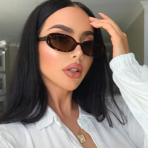 New Vintage Oval Sunglasses for Women – Luxury Designer Retro Shades with Leopard Frame & Mirror Lenses