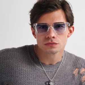 Ruiao 2025 retro black designer sunglasses vintage for women clear luxury square rectangular blue lens man UV400 high quality