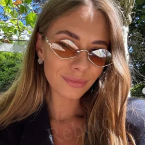 Fashion Small Polygonal Metal Half-Frame Sunglasses – Luxury Hipster Cat-Eye Shades for Women