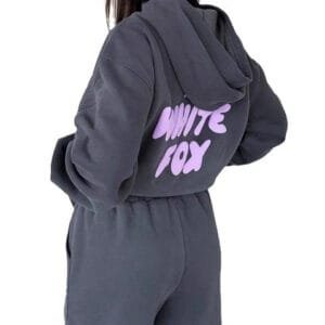 White Fox Cozy Oversized Hoodie  Soft Fleece Pullover