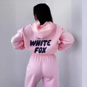 White Fox Cozy Oversized Hoodie  Soft Fleece Pullover