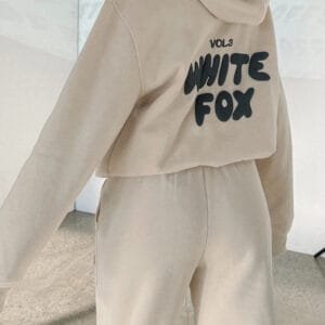 White Fox Cozy Oversized Hoodie  Soft Fleece Pullover