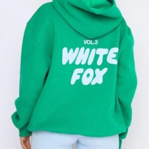White Fox Cozy Oversized Hoodie  Soft Fleece Pullover