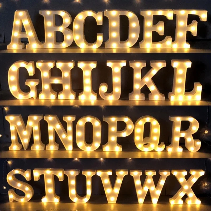 kf-Hba1c9fc8febc491dbf04ee43a38fe6b50 Alphabet Letter LED Lights Luminous Number Lamp Battery Warm Night Light for home Wedding Birthday Christmas party Decoration - Image 1