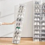 6pcs Transparent Shoe Boxes Stackable Shoe Cases Storage Plastic Shoes Box Dustproof Sneaker Boxes Shoes Furniture Organizers - Image 4