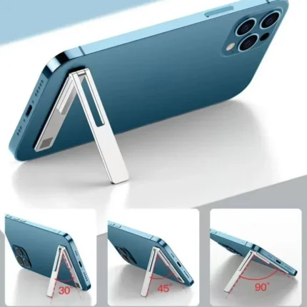 Magnetic Ultra-Thin Foldable Phone Holder Stand – Metal Alloy Desktop Kickstand for Smartphones