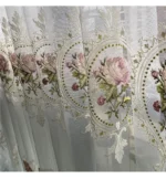 American Luxury Peony Embroidery Tulle Curtain For Living Room European Elegant Flower Embroidery Sheer Voile Drapes For Bedroom - Image 4