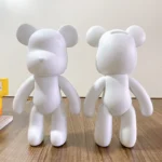 Vinyl Bear Figure Toy DIY Handmade Bear Statue Fluid Pigment Kid Doll White Figurine Sculpture House Decoration Desk Accessories