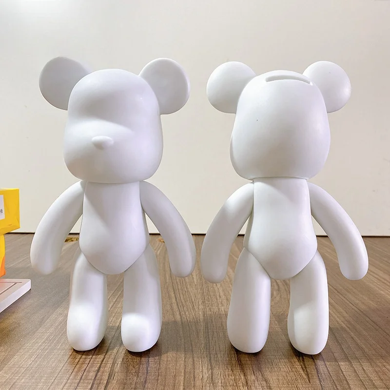 kf-S07c7cd64c86f4857b487d5386507775cN Vinyl Bear Figure Toy DIY Handmade Bear Statue Fluid Pigment Kid Doll White Figurine Sculpture House Decoration Desk Accessories - Image 1