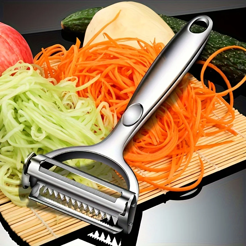 kf-S089d758ef84f4d959ebee21988177b80y Kitchen Vegetable Peeler Stainless Steel Melon Planer Double-Head Peeler Household Multiple-Function Fruit And Vegetable Peeler - Image 1
