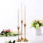 Vintage Elegant Metal and Aluminum Set of 3 Tabletop Candle Holders, Suitable for Wedding Anniversary, Home and Hotel Decoration - Image 3