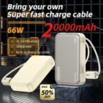 20000mAh 66W Fast Charge Power Bank CCC Chinese Certification with Cable for Xiaomi Huawei Samsung IPhone