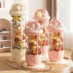Astronaut Plush Toy Storage Box – Transparent Zipper Organizer - Image 3