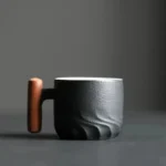 Handmade Ceramic Coffee Mug with Wooden Handle - Retro Tea Cup, Office Water Cup Filter Design, Unique Birthday Gift - Image 3