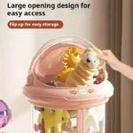 Astronaut Plush Toy Storage Box – Transparent Zipper Organizer - Image 2
