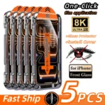 5-Pack HD Tempered Glass for iPhone 17–11 Series – Scratch-Resistant, Easy Dust-Free Install