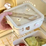 1100ML Wheat Straw Lunch Box – Microwave Safe Bento with Spoon & Chopsticks