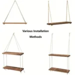 Premium Wood Swing Hanging Rope Wall Mounted Floating Shelves – Plant Flower Pot Indoor Outdoor Decoration Simple Design - Image 6