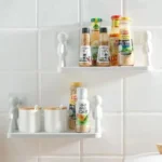 Bathroom Self-adhesive Shampoo Shelves Shower Towel Storage Rack Cosmetic Toilet Organizer Home Decor Kitchen PP Plastic Rack - Image 2