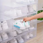 6pcs Transparent Shoe Boxes Stackable Shoe Cases Storage Plastic Shoes Box Dustproof Sneaker Boxes Shoes Furniture Organizers - Image 2