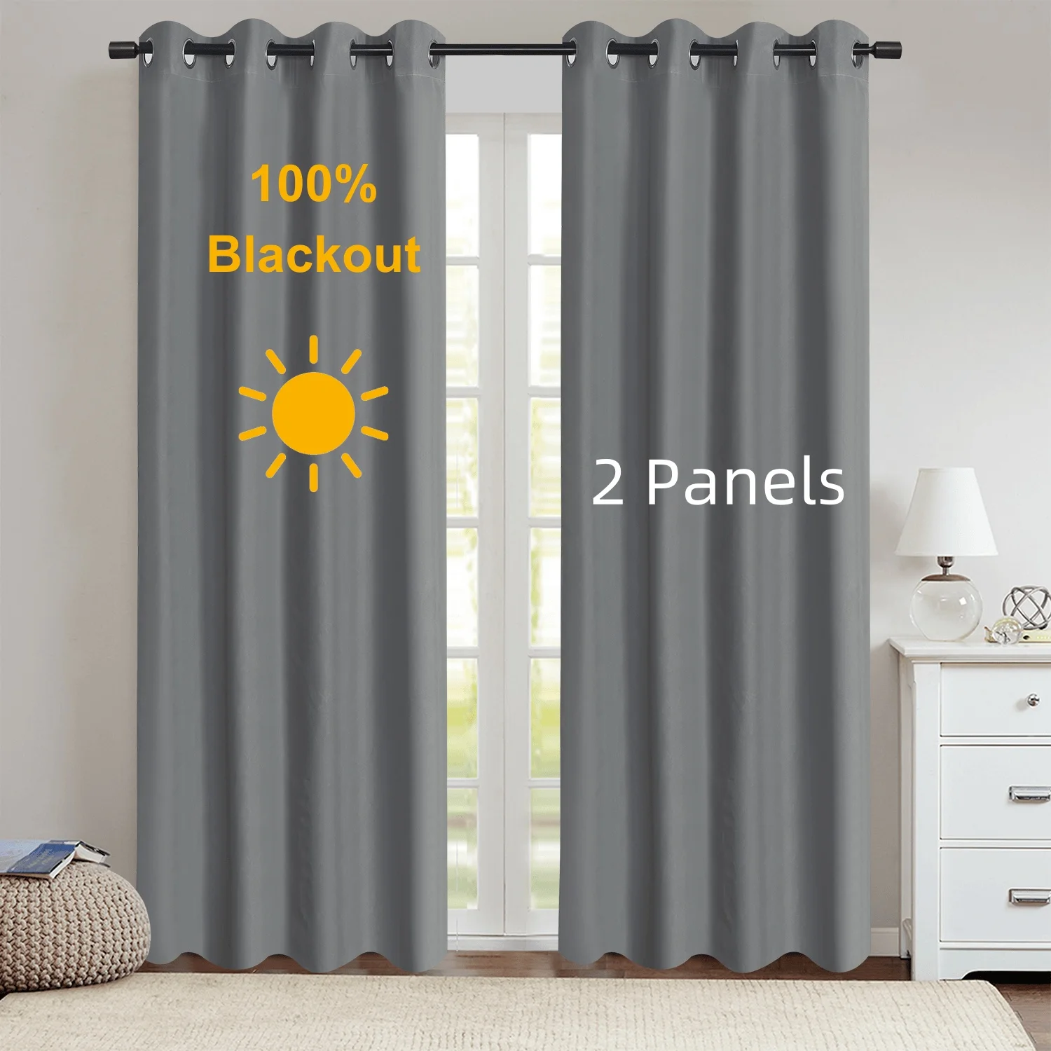 kf-S21828e1c84234bc3b081d0317527a5b83 2pcs Modern 100% Blackout Curtain with Coated Lining, Curains for Bedroom, Living Room, Dining Room, Bathroom, Home Decor - Image 1