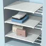 White Expandable Divider Punch-free Retractable Layers Board for Wardrobe Storage Kitchen and Bathroom Shelf Dormitory Dividers