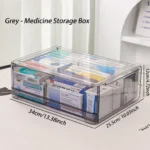1pc gray drawer acrylic medicine storage box, large capacity stackable medicine sorting box, pull-out medicine box - Image 6