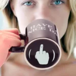 Vertical Middle Finger Cup Creative Mug Anime Films and Television Products Funny Ceramic Coffee Breakfast Cup Christmas Gift