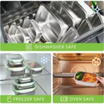 304 Stainless Steel Bento Lunch Box Set – Leakproof, Dishwasher Safe (3-Piece) - Image 4