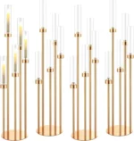Floor Candelabra 5 Arm 42.5'' Tall Gold Candle Holder, Candelabra Centerpieces for Tables, Metal Candlestick Set with Acry