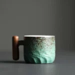 80ml Ceramic Retro Coffee Cup Office Water Cup Filter Tea Mug Wooden Handle Coffee Mug Handmade Tea Coffee Cup Birthday Gift - Image 2