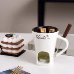 130ML European Candle Cup Cheese Chocolate Melting Ceramic Mug Heating Food Ceramic Mug with Fork Creative Coffee Mug Tableware - Image 4
