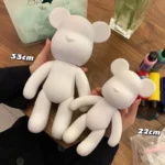 Vinyl Bear Figure Toy DIY Handmade Bear Statue Fluid Pigment Kid Doll White Figurine Sculpture House Decoration Desk Accessories - Image 2