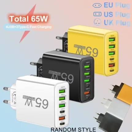 65W USB-C Fast Charging Wall Adapter for iPhone, Samsung Galaxy, Xiaomi & Huawei – PD Quick Charger