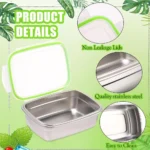 304 Stainless Steel Bento Lunch Box Set – Leakproof, Dishwasher Safe (3-Piece) - Image 5