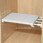 White Expandable Divider Punch-free Retractable Layers Board for Wardrobe Storage Kitchen and Bathroom Shelf Dormitory Dividers - Image 6