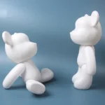 Vinyl Bear Figure Toy DIY Handmade Bear Statue Fluid Pigment Kid Doll White Figurine Sculpture House Decoration Desk Accessories - Image 5