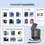 6-in-1 105W Charging Station with Retractable USB-C Cable Power Combo Tower for Multiple Devices Fast Charger for iPhone, Airpod - Image 2