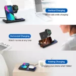 40W 3-in-1 Fast Wireless Charger Stand for iPhone, Apple Watch & AirPods – Foldable with LED - Image 5