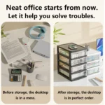 Clear Desktop Storage Box with Drawer Heightened Table Organizer Plastic Office storage cabinet for Stationery cosmetics - Image 2