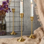 Vintage Elegant Metal and Aluminum Set of 3 Tabletop Candle Holders, Suitable for Wedding Anniversary, Home and Hotel Decoration - Image 2