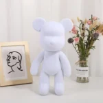 Vinyl Bear Figure Toy DIY Handmade Bear Statue Fluid Pigment Kid Doll White Figurine Sculpture House Decoration Desk Accessories - Image 4